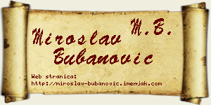 Miroslav Bubanović vizit kartica